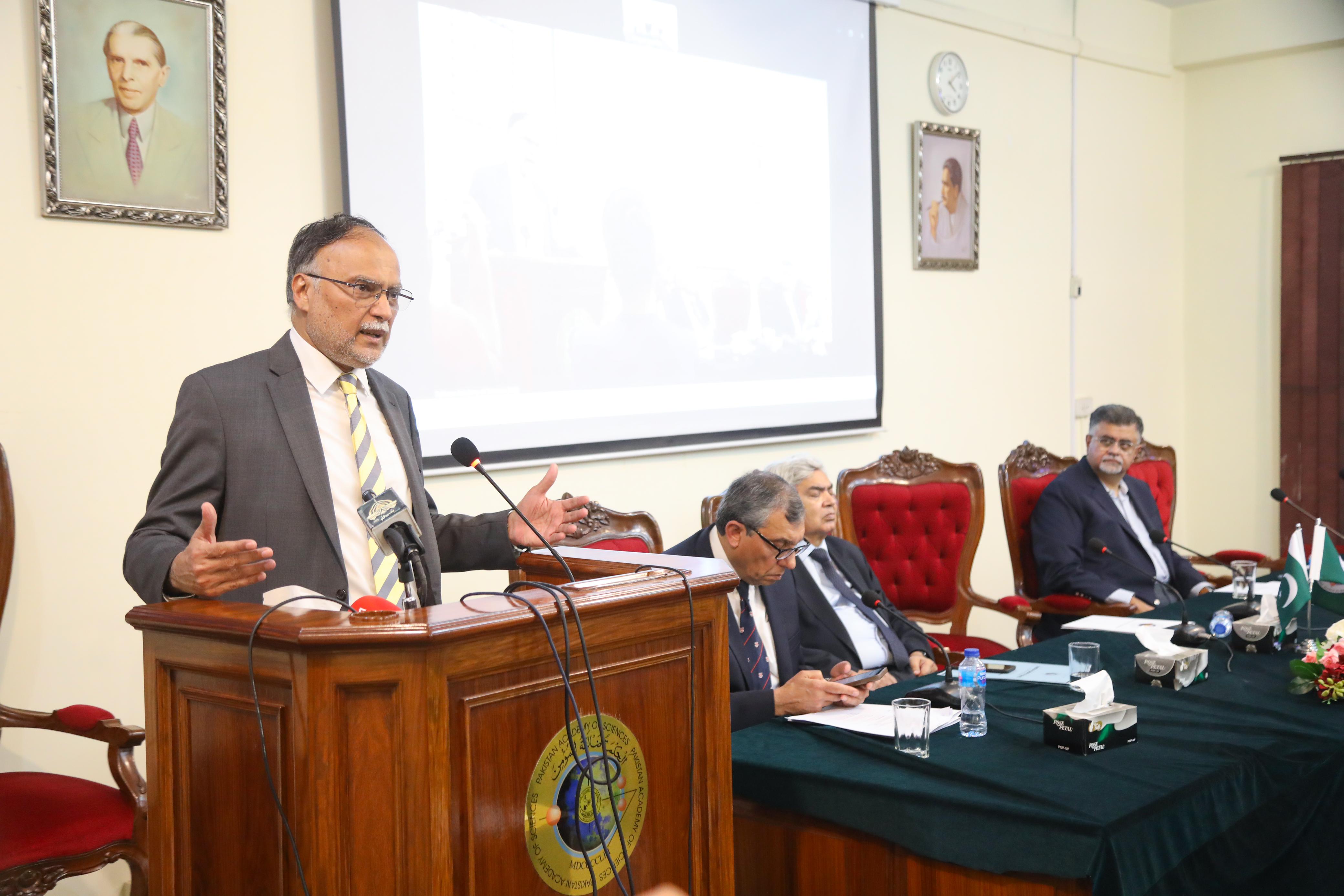 Today, at the Pakistan Academy of Sciences, the  Federal Minister for Planning, Development, and Special Initiatives, Prof. Ahsan Iqbal, addressed a symposium on "Climate Change and Health Development Consequences in Pakistan.